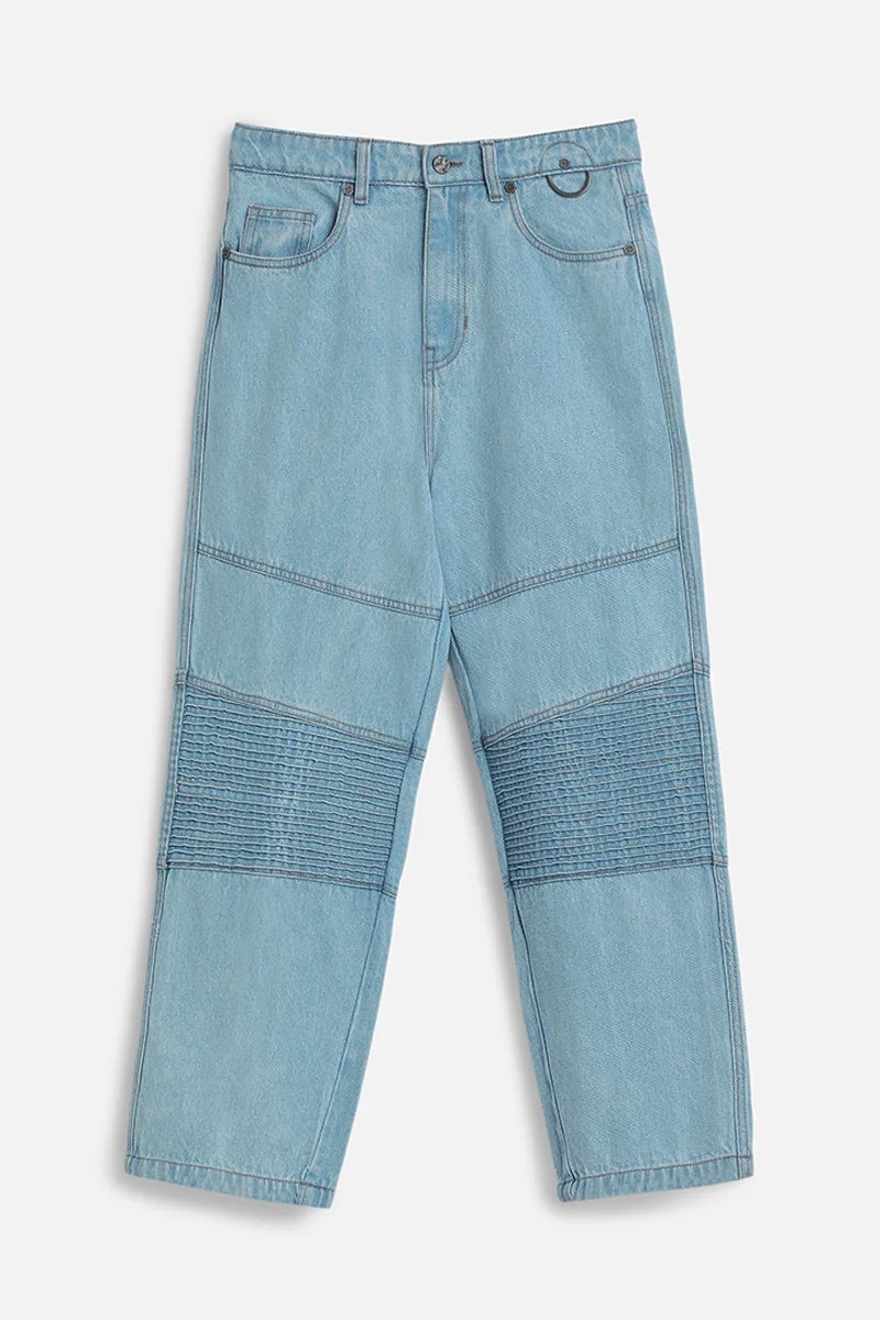 SNITCH Blue GRIND Knee Patch Baggy Biker Jeans for Men | Best Price UAE